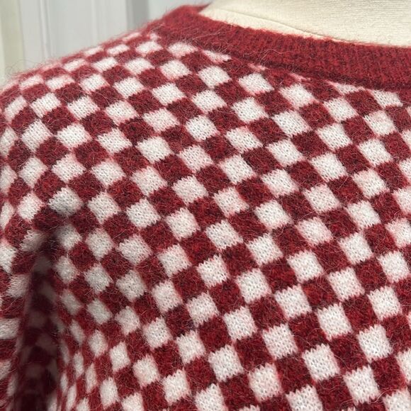 Madewell Wool Alpaca Blend Checkerboard Jacquard Pullover Sweater Size Smalll - Picture 3 of 13
